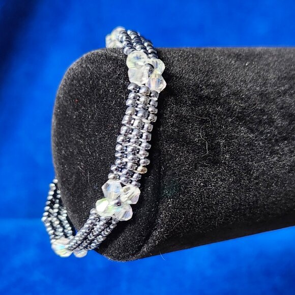 Black Double-Strand Beaded Bracelet - Picture 2 of 3